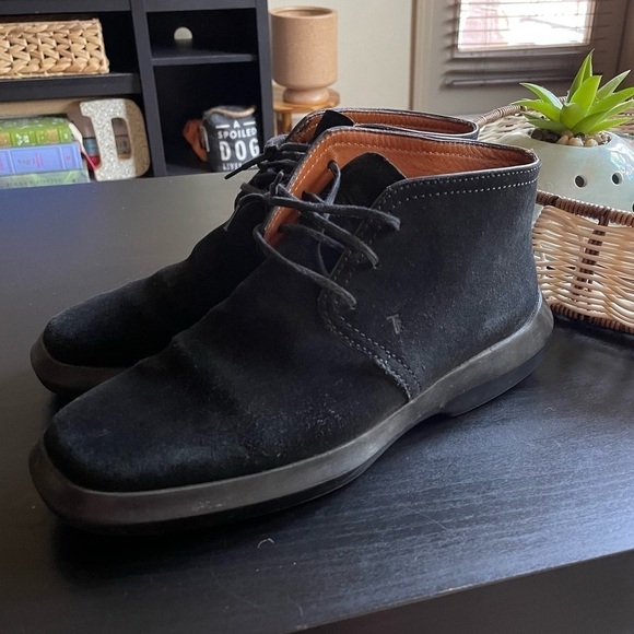 Tod’s Men’s Black Leather Suede Lace Up Chukka Boots Size 6.5 - Picture 3 of 8